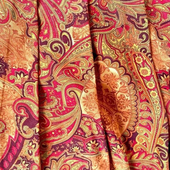 Woman’s Orvis Rich Fall Paisley Print Front Pleated Maxi Skirt Size 16 Petite - Picture 5 of 10